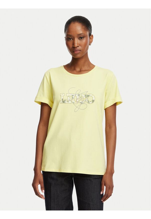 Liu Jo Sport T-Shirt TA6163 JS003 Żółty jasny Regular Fit. Kolor: żółty. Materiał: bawełna. Styl: sportowy