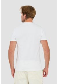 Guess - GUESS Biały męski t-shirt bawełniany z haftowanym logo, Rozmiar L. Kolor: biały. Materiał: bawełna. Wzór: haft #5