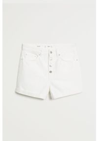 mango - Mango - Szorty jeansowe Buttons. Okazja: na co dzień. Stan: podwyższony. Kolor: biały. Materiał: jeans. Wzór: gładki. Styl: casual #6