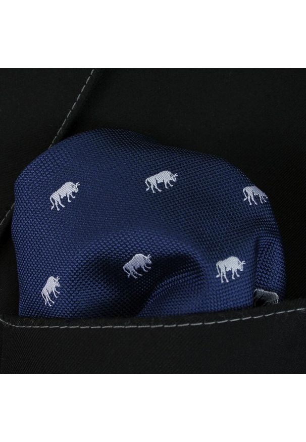 Elegancka Poszetka Męska Alties - znak zodiaku: BYK. Kolor: niebieski. Materiał: mikrofibra
