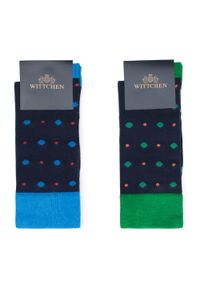 Wittchen - Męskie skarpetki w kropki – zestaw 2 par. Kolor: niebieski. Materiał: bawełna. Wzór: kropki