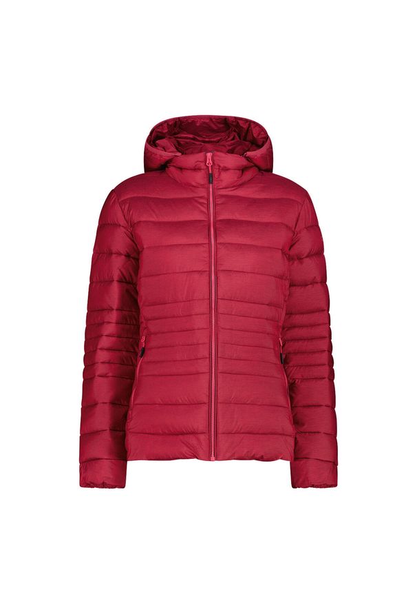 Kurtka puchowa z kapturem na zamek Sorona Aura damska CMP. Typ kołnierza: kaptur. Kolor: czerwony, szary, wielokolorowy. Materiał: puch