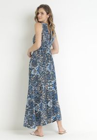 Born2be - Granatowo-Czarna Sukienka Maxi o Kopertowym Kroju z Wiązaniem z Wiskozy Wilna. Kolor: niebieski. Materiał: wiskoza. Typ sukienki: kopertowe. Długość: maxi #4