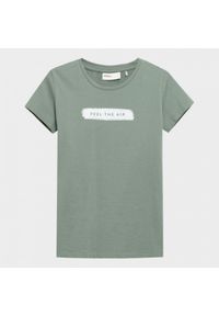 outhorn - T-shirt z nadrukiem damski. Okazja: na co dzień. Materiał: bawełna, jersey. Wzór: nadruk. Styl: casual, klasyczny #5