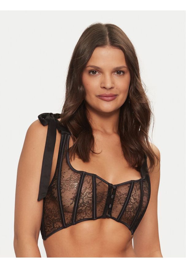 TwinSet - TWINSET Biustonosz z fiszbiną 242LL6JYY Czarny. Kolor: czarny. Materiał: syntetyk