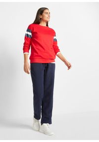 bonprix - Spodnie z elastyczną gumką w talii. Okazja: na co dzień. Kolor: niebieski. Materiał: polar. Styl: casual #3