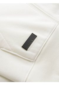 Ombre Clothing - Męska rozpinana bluza dresowa BASIC – kremowa V5. Okazja: na co dzień. Typ kołnierza: kaptur. Kolor: kremowy. Materiał: dresówka. Styl: casual #6