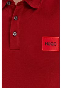 Hugo - Polo. Typ kołnierza: polo. Kolor: czerwony. Materiał: bawełna, dzianina. Długość: krótkie. Wzór: gładki #4
