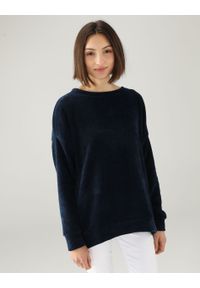 Unisono - LUŹNA BLUZA W PRĄŻKI 147-12664 BLU SC. Materiał: elastan, wiskoza, poliester. Wzór: prążki