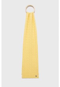 Polo Ralph Lauren szalik bawełniany kolor żółty gładki. Kolor: żółty. Materiał: bawełna. Wzór: gładki #1
