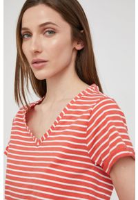 Answear Lab t-shirt bawełniany damska kolor czerwony. Okazja: na co dzień. Kolor: czerwony. Materiał: bawełna. Długość rękawa: krótki rękaw. Długość: krótkie. Styl: wakacyjny #3