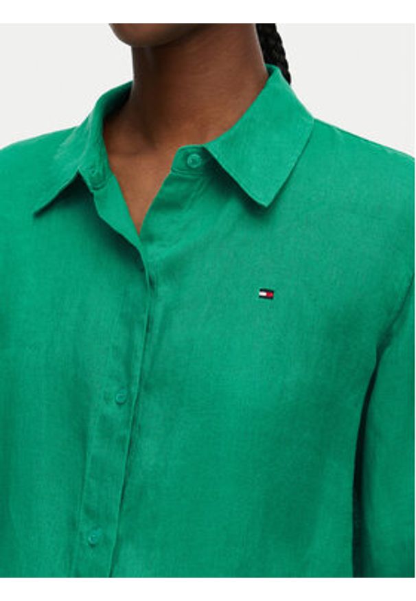 TOMMY HILFIGER - Tommy Hilfiger Koszula WW0WW44679 Zielony Relaxed Fit. Kolor: zielony. Materiał: len