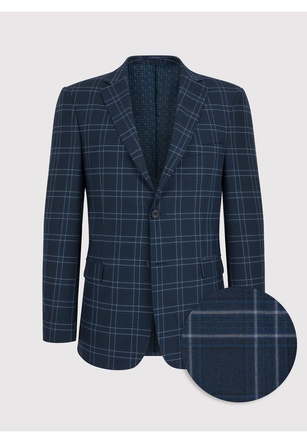 Pako Lorente - PAKO LORENTE – Granatowa marynarka garniturowa. Kolor: niebieski. Materiał: poliester, wiskoza, elastan
