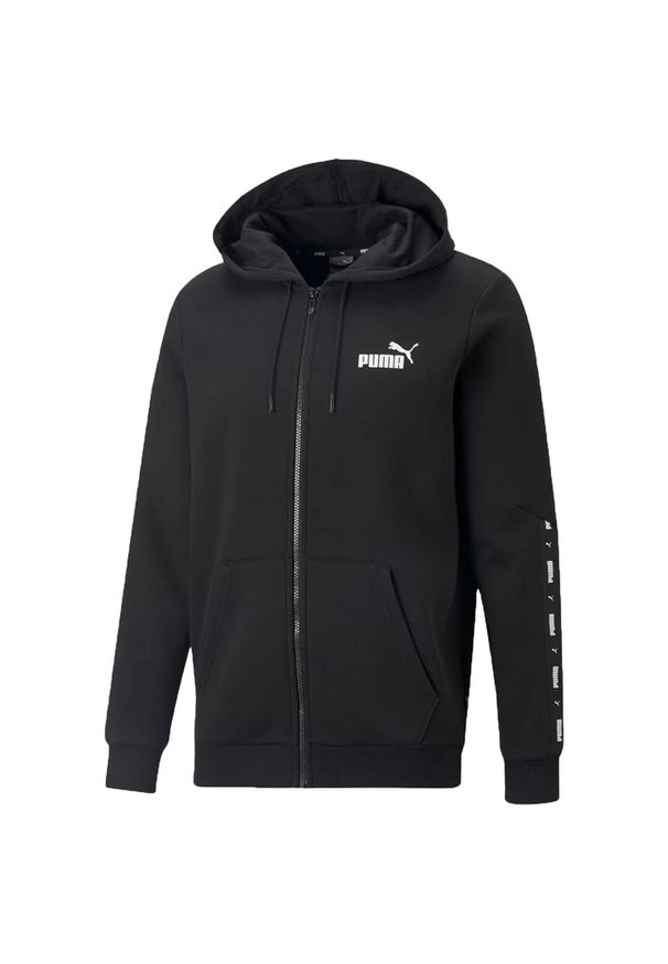 Puma - Męska Bluza Z Kapturem Essential+ Taped Full Zip. Typ kołnierza: kaptur. Kolor: czarny