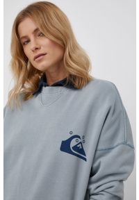 Quiksilver bluza damska gładka. Kolor: niebieski. Materiał: bawełna. Długość rękawa: długi rękaw. Długość: długie. Wzór: gładki #5