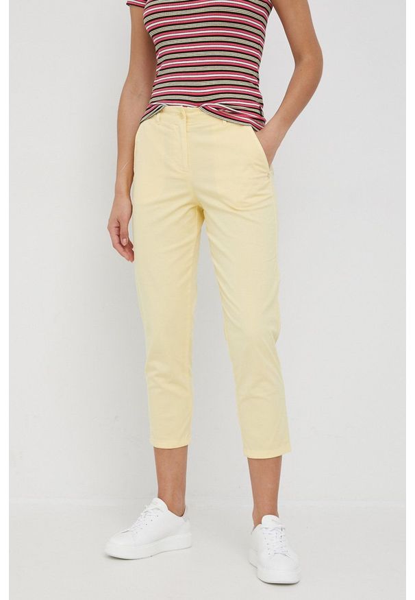 Pennyblack spodnie damskie kolor żółty proste high waist. Stan: podwyższony. Kolor: żółty. Materiał: materiał