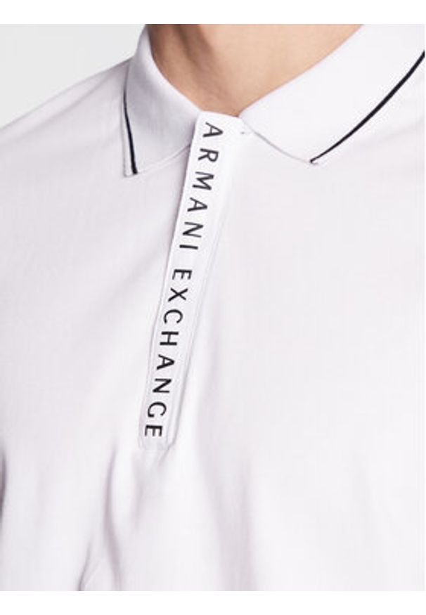 Armani Exchange Polo 8NZF71 ZJH2Z 1100 Biały Regular Fit. Typ kołnierza: polo. Kolor: biały. Materiał: bawełna