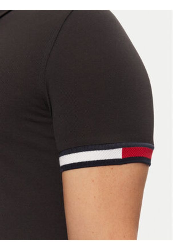 TOMMY HILFIGER - Tommy Hilfiger Polo Flag Cuff MW0MW37518 Czarny Slim Fit. Typ kołnierza: polo. Kolor: czarny. Materiał: bawełna