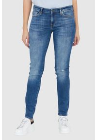 7 FOR ALL MANKIND Błękitne jeansy damskie Z PRZETARCIEM PYPER SLIM ILLUSION OUTLINE, Rozmiar 30. Kolor: niebieski