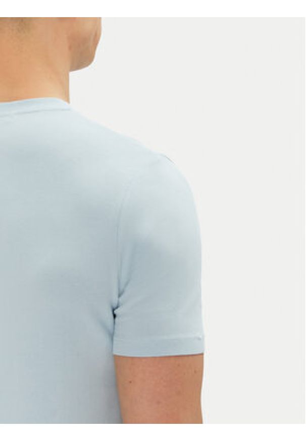 Karl Lagerfeld - KARL LAGERFELD T-Shirt 755087 552235 Błękitny Regular Fit. Typ kołnierza: dekolt w karo. Kolor: niebieski. Materiał: bawełna
