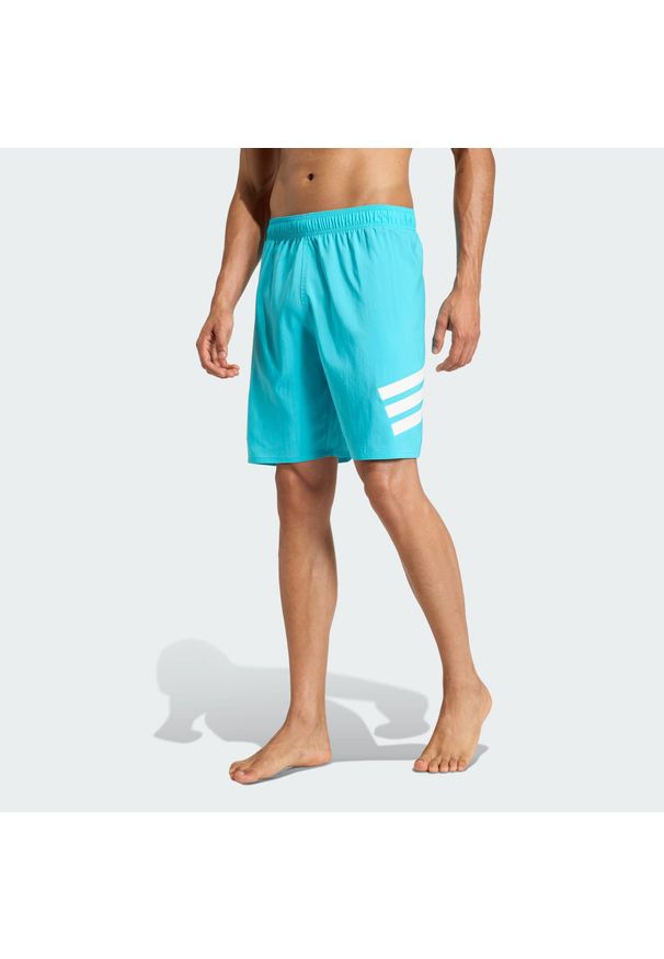 Adidas - Szorty do pływania 3-Stripes 8-Inch. Kolor: biały, niebieski, wielokolorowy. Materiał: materiał