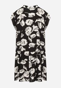 Born2be - Czarna Bawełniana Sukienka o Kroju Oversize w Kwiaty Liralea. Okazja: na spacer, na co dzień. Kolor: czarny. Materiał: bawełna. Wzór: kwiaty. Typ sukienki: oversize. Styl: casual, klasyczny #6