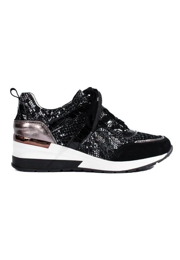 Goodin Skórzane Sneakersy Snake Print czarne. Kolor: czarny. Materiał: skóra. Wzór: nadruk