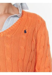 Polo Ralph Lauren Sweter 211891641008 Pomarańczowy Slim Fit. Typ kołnierza: polo. Kolor: pomarańczowy. Materiał: bawełna #5