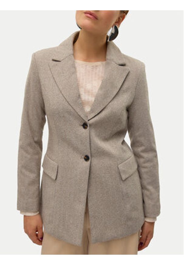 Vero Moda Marynarka Kawi 10319661 Beżowy Regular Fit. Kolor: beżowy. Materiał: syntetyk