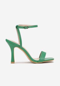 Renee - Zielone Sandały z Kwadratowym Noskiem na Szpilce Reynolia. Kolor: zielony. Obcas: na szpilce #3