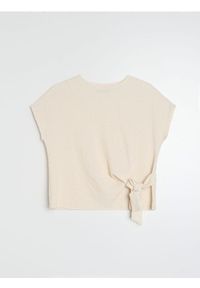 Sinsay - Bluzka z ozdobnym wiązaniem - kremowy. Kolor: kremowy #1