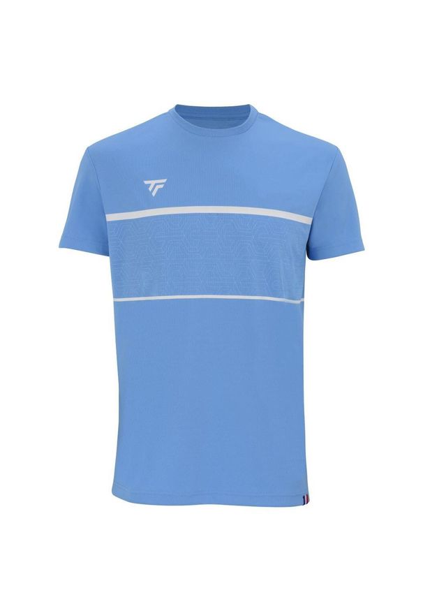 TECNIFIBRE - Koszulka tenisowa męska z krótkim rekawem Tecnifibre Team Tech Tee azur. Kolor: niebieski, biały, wielokolorowy. Długość rękawa: krótki rękaw. Długość: krótkie. Sport: tenis