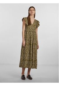 YAS Sukienka codzienna 26030117 Zielony Regular Fit. Okazja: na co dzień. Kolor: zielony. Materiał: wiskoza. Typ sukienki: proste. Styl: casual