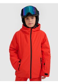 4f - 4F Kurtka narciarska membrana 5000 chłopięca - czerwona 146 (10-11 lat). Kolor: czerwony. Materiał: materiał, poliester. Wzór: gładki. Sezon: lato #1