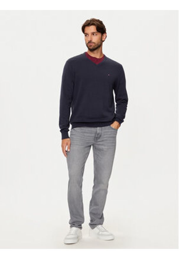 TOMMY HILFIGER - Tommy Hilfiger Sweter Essential MW0MW14745 Granatowy Regular Fit. Kolor: niebieski. Materiał: bawełna