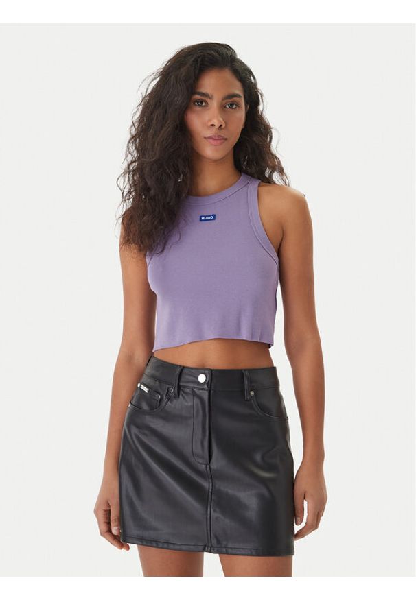 Hugo - HUGO Top Baby 50511450 Fioletowy Slim Fit. Kolor: fioletowy. Materiał: bawełna