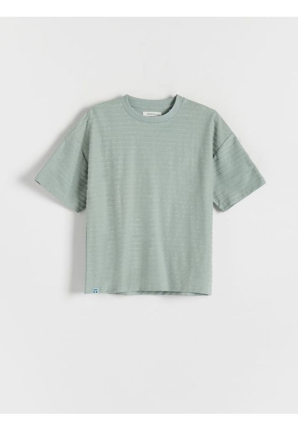 Reserved - T-shirt z naszywką - jasnozielony. Kolor: zielony. Materiał: bawełna, dzianina. Wzór: aplikacja