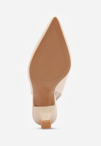 Renee - Beżowe Czółenka Sandały Vices na Kaczuszce Typu Slingback Liluriela. Okazja: na co dzień. Kolor: beżowy. Wzór: kwiaty. Sezon: lato. Obcas: na szpilce. Styl: casual, elegancki. Wysokość obcasa: średni #8