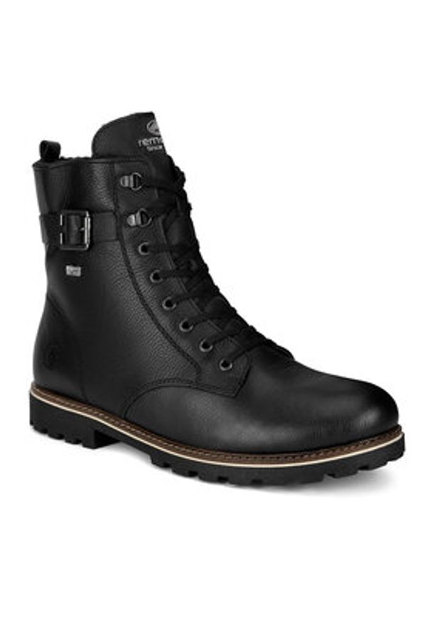 Remonte Trapery D8475-01 Czarny. Kolor: czarny. Materiał: skóra