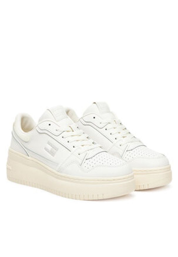 Tommy Jeans Sneakersy Tjw Retro Basket Flatform EN0EN02840 Écru. Materiał: skóra