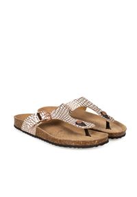 Geox Klapki "Brionia" | D15LSB00040 | Kobieta | Biały, Złoty. Nosek buta: okrągły. Kolor: złoty, wielokolorowy, biały. Materiał: skóra. Styl: klasyczny, elegancki #1