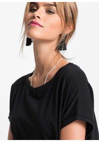 bonprix - Długi T-shirt z czystej bawełny. Kolor: czarny. Materiał: bawełna. Długość rękawa: krótki rękaw. Długość: długie #3