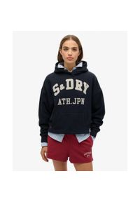Superdry - Bluza z kapturem Ath Ess Appliq Relaxed. Typ kołnierza: kaptur. Kolor: niebieski. Materiał: bawełna #1