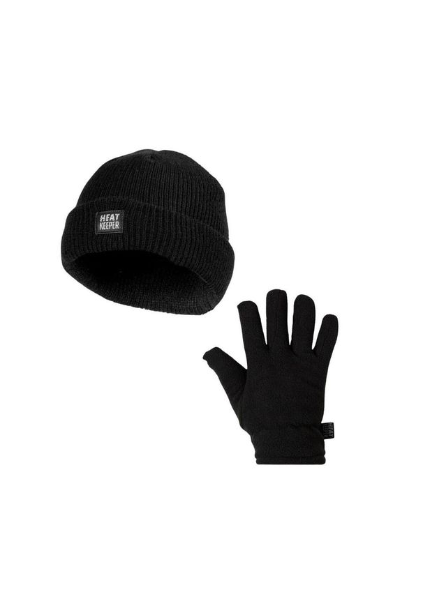 HEAT KEEPER - Zestaw zimowy Heatkeeper dla dzieci – czapka + rękawiczki. Kolor: czarny. Materiał: akryl, poliester. Sezon: zima. Styl: sportowy