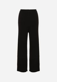Born2be - Czarne Szerokie Spodnie High Waist z Wiskozą z Gumką w Pasie Essica. Okazja: na co dzień. Stan: podwyższony. Kolor: czarny. Materiał: wiskoza. Wzór: aplikacja. Styl: elegancki, casual #5