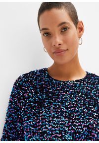 bonprix - Bluzka z cekinami. Kolor: czarny. Wzór: kolorowy #3