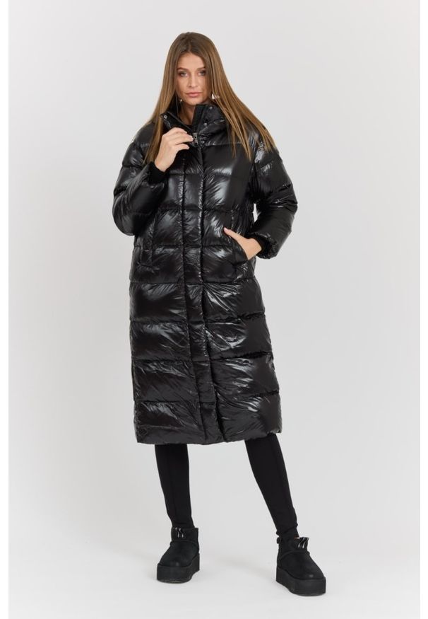 Hetrego - HETREGO Czarny damski płaszcz puchowy Tara Woman Oversized Quilted Coat, Rozmiar 40 EU - 44 IT. Okazja: na co dzień. Kolor: czarny. Materiał: puch. Długość: do kolan. Styl: casual