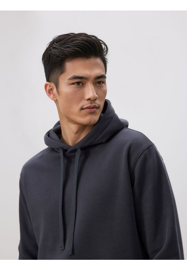 Reserved - Bluza regular z kapturem - ciemnoszary. Typ kołnierza: kaptur. Kolor: szary. Materiał: bawełna, dzianina