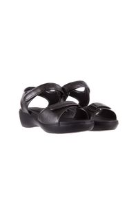 Sandały Azaleia 346 601 Perf Black, Czarny, Materiał. Okazja: na spacer. Zapięcie: rzepy. Kolor: czarny. Materiał: skóra. Wzór: paski. Sezon: lato. Obcas: na obcasie. Wysokość obcasa: średni #4