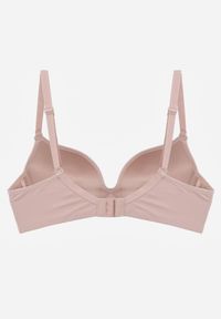 Renee - Różowy Biustonosz Push Up o Gładkim Wykończeniu z Cyrkoniową Aplikacją Claronei. Kolor: różowy. Rodzaj stanika: push-up. Wzór: aplikacja, gładki #6